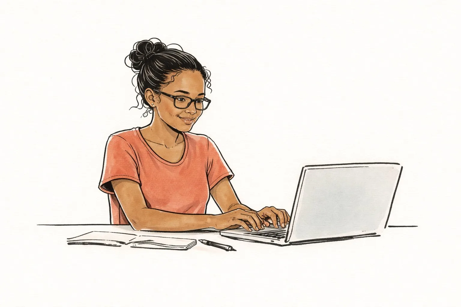 Student engaged at a laptop